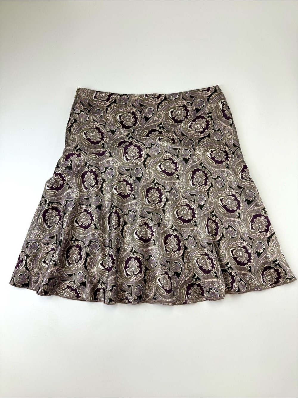 True Vintage Paisley Satin Aline Skirt Size 10 Y2K 90s Workwear